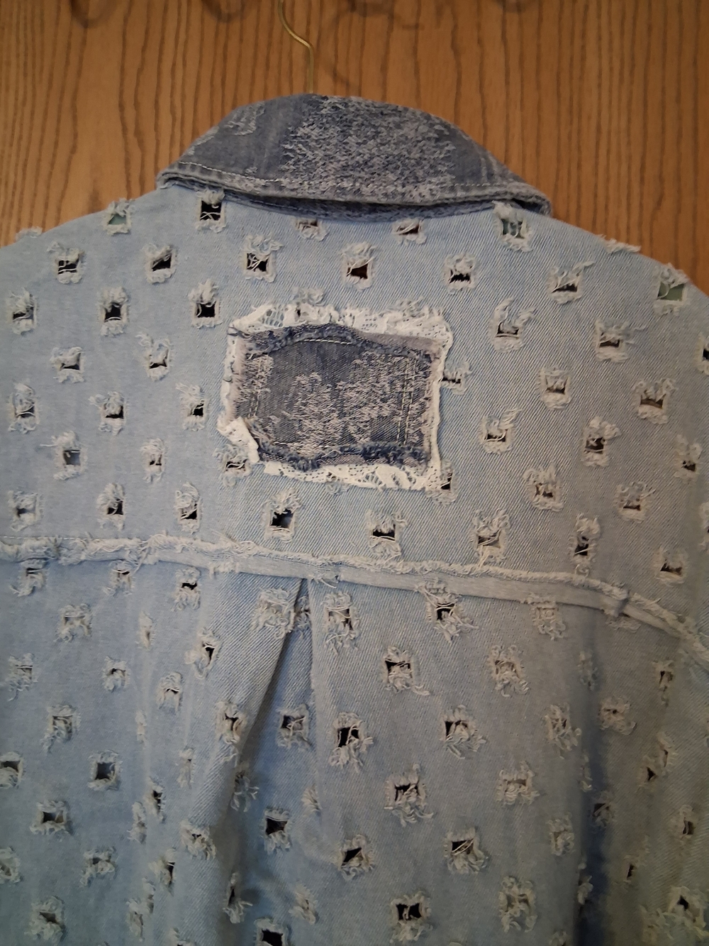 POL Light Blue Distressed Patchwork Denim Jacket - Picture 9 of 9